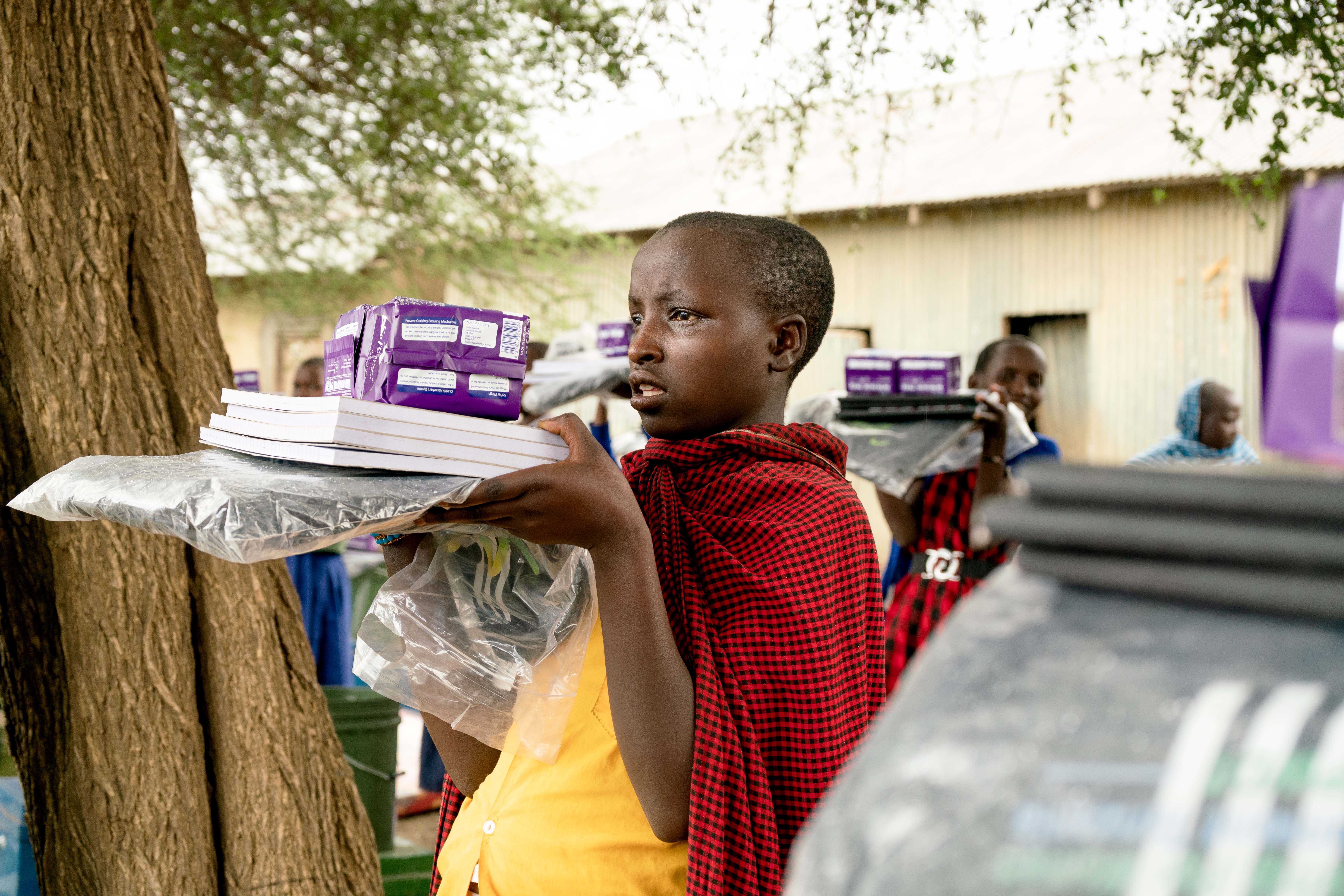 Boy with supplies